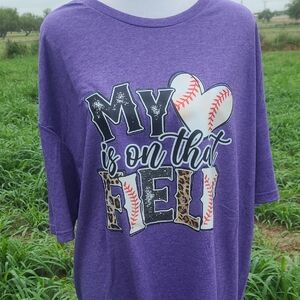 Gildan Purple Girls' Tee with Baseball Heart Graphic